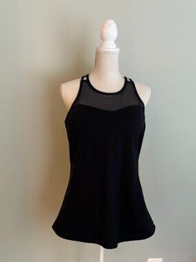 Calia Athletic Racerback Mesh Padding Shelf Bra Top Black Large